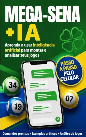 Capa do ebook Mega-Sena com Inteligência Artificial, em verde, azul e amarelo, com ilustração de celular